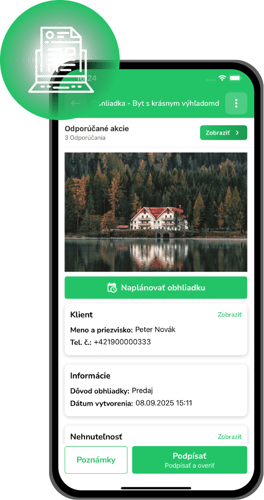 Jednoduchá tvorba a odosielanie ponuky, pri obhliadkách.